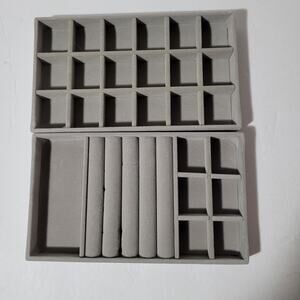 Set of 2 Elegant Gray Velvet Jewelry Organizer Trays